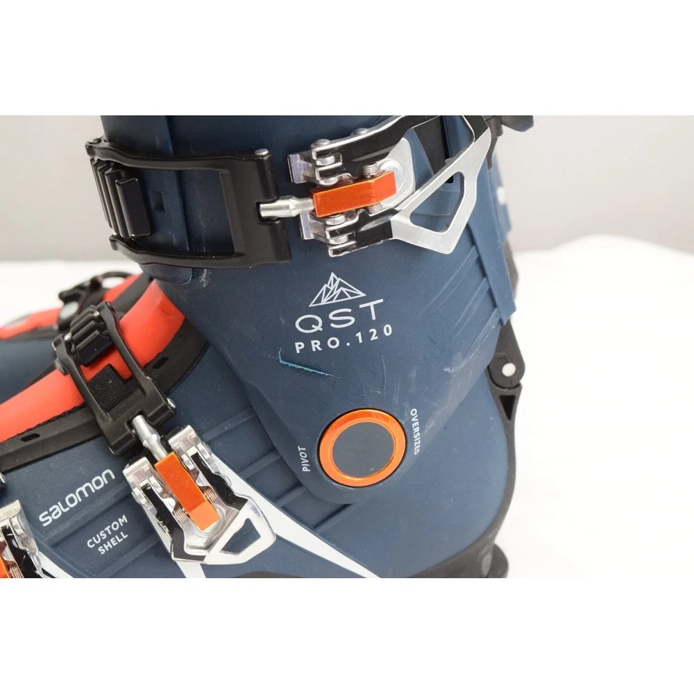 Salomon QST Pro 120 Ski Boots 26.5 Blue Orange Custom Shell Alpine Mens Touring